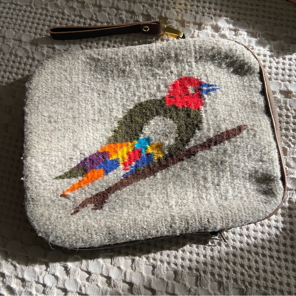 Colorful Bird Design Handwoven Case / Clutch